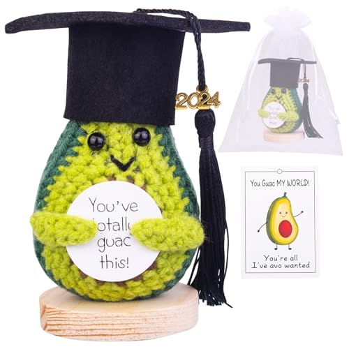 Mwmoeen Positive Kartoffel Puppe Auto Ornamente, Kreative Strickwolle Pocket Hug Positive Potato Motivationsgeschenke mit Doktorhut Geschenk bei Prüfungen Abschlussfeier für Freundin Geschenke(F10) von Mwmoeen