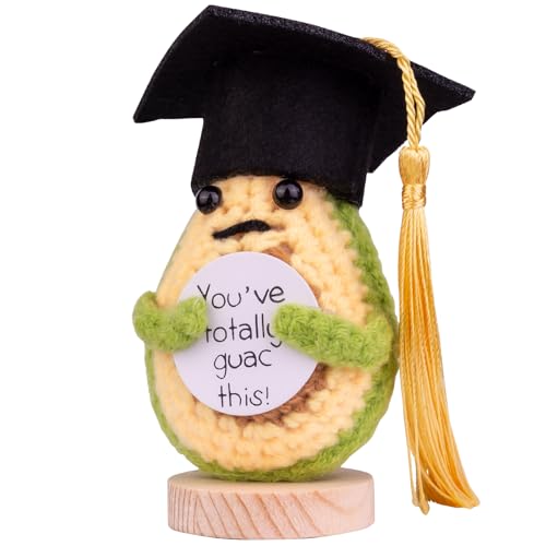 Mwmoeen Positive Kartoffel Puppe Auto Ornamente, Kreative Strickwolle Pocket Hug Positive Potato Motivationsgeschenke mit Doktorhut Geschenk bei Prüfungen Abschlussfeier für Freundin Geschenke(F2) von Mwmoeen