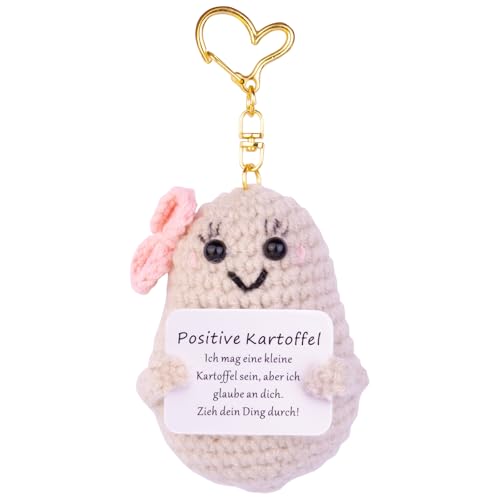 Mwmoeen Positive Potato Pocket Hug, Lustige Positive Kartoffel, Handgestrickte Kartoffelpuppe aus Wolle Motivationsgeschenke, Beste Freundin Geschenke für Freundin Kleine Geschenke für Frauen(L5) von Mwmoeen