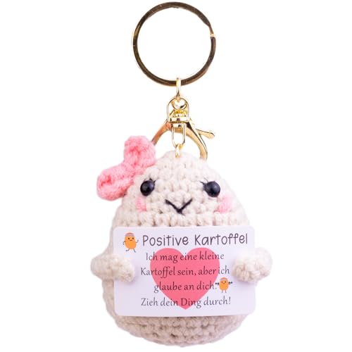 Mwmoeen Positive Potato Pocket Hug, Lustige Positive Kartoffel, Handgestrickte Kartoffelpuppe aus Wolle Motivationsgeschenke, Beste Freundin Geschenke für Freundin Kleine Geschenke für Frauen(L6) von Mwmoeen