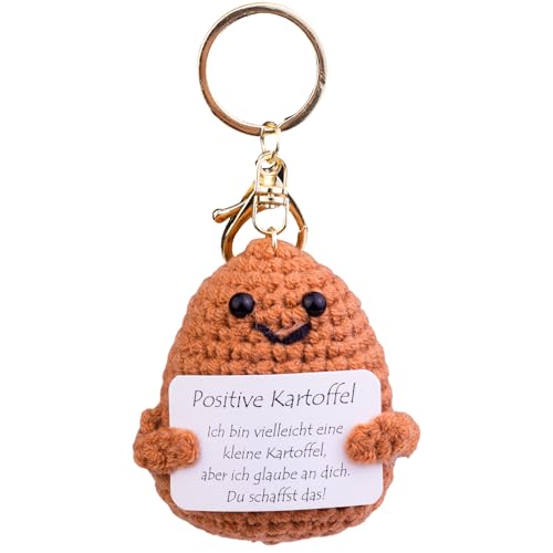 Mwmoeen Positive Potato Pocket Hug, Lustige Positive Kartoffel, Handgestrickte Kartoffelpuppe aus Wolle Motivationsgeschenke, Beste Freundin Geschenke für Freundin Kleine Geschenke für Frauen(L7) von Mwmoeen