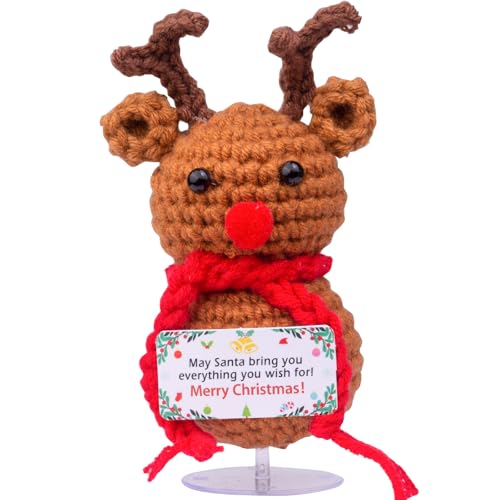 Mwmoeen Positive Weihnachten Stricken Gurke, Lustig Emotional Unterstützende Gestrickte Weihnachten Schneemann und Rehkitz, Positive Santa Für Weihnachten Dekorationen und Geschenke von Mwmoeen