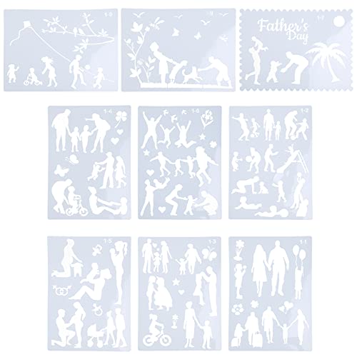 9 Pcs Parent-Child Stencils Embossing Template Painting Repeatedly Home Wall Decorative For Handmade Lover Present von Mxming