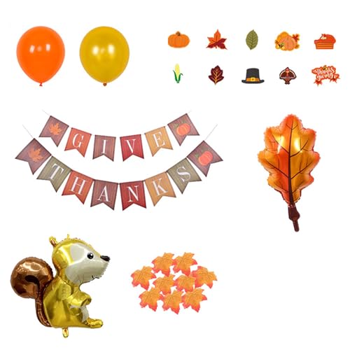 Partydekorationsset für Thanksgiving, 25,4 cm hoch, Ballonbanner, Party-Hintergründe, Partyzubehör, Heimdekoration, Thanksgiving-Partyzubehör von Mxming