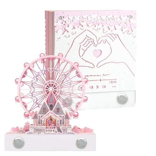 Mxshc 3D Memo Pad Kalender 2024, 3D Kalender 2024, 99 Blatt Riesenrad Stil 3D Papier Schnitzerei Kunst Notizblock Baustein 3D Haftnotizen Kreative Post Notizen für Lesesaal von Mxshc