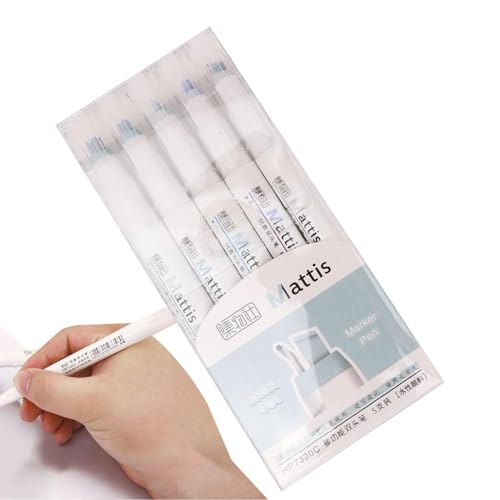 Mxshc Textmarker,Marker und Textmarker | 5X zweizeilige dünne Textmarker - Ästhetische Marker, High-Lighter für die Schule, Farb-Highlighter-Set zum Hervorheben und Notieren von Mxshc