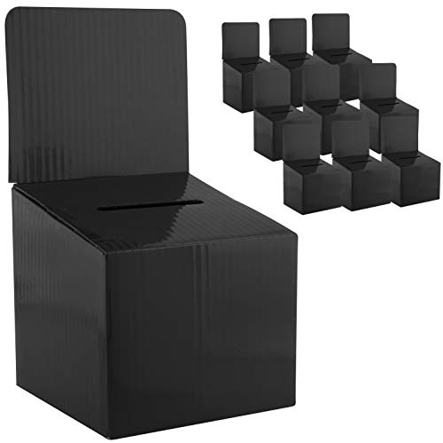 MCB – Mittelgroße Pappschachtel – Wahlurne – Vorschlagsbox – Tombola-Box – Ticket-Box – mit abnehmbarem Header für die Verwendung auf dem Tisch (10 Stück, schwarz) von My Charity Boxes
