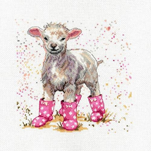 My Cross Stitch BMCS08 Kreuzstich-Set, Motiv Lottie das Lamm Bree Merryn, Stoff, 8"x8" von My Cross Stitch