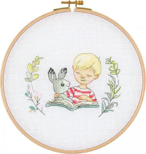 My Cross Stitch E2301 Hoop Kits – E-Serie, Rabbit & Boy, 23 cm von My Cross Stitch