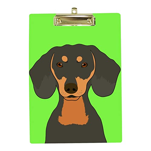 Kunststoff-Klemmbrett A4 Briefgröße Low Profile Clip, Niedlicher Dackel Hund Klemmbretter für Student Schule Büro, Clipboard 21,8 x 31 cm mit Metall-Loch zum Aufhängen von My Daily