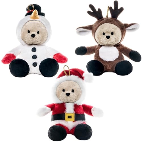 My OLi Weihnachten Kuscheltiere 18 cm Teddybären Stofftiere Plüsch Bären: Schneemann Rentier Plüschtiere und Weihnachtsmann Kuscheltier Weihnachtsbaum von My OLi