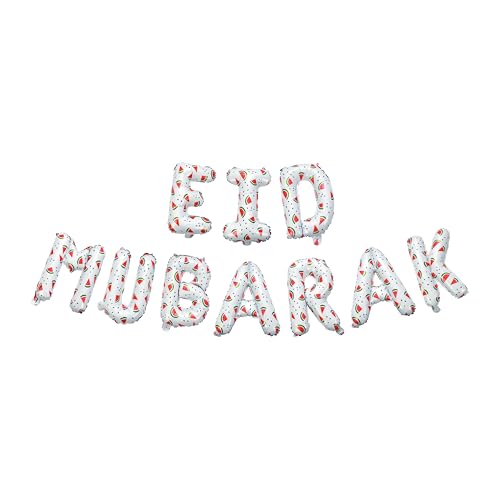 Eid Mubarak Palästina Themed Decoration| Eid Mubarak Wassermelone Folie Buchstaben Luftballons Hängende Dekoration Weiß von My Salah Mat