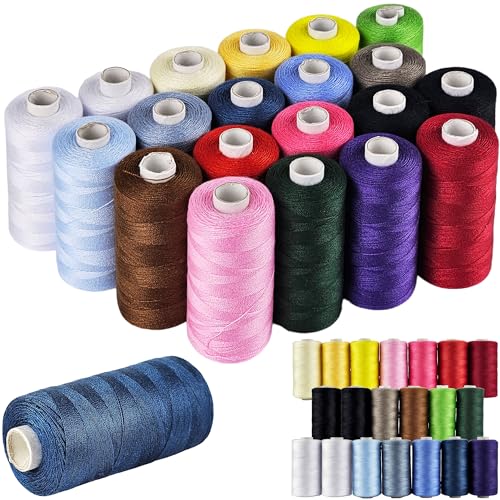 Nähset für Nähmaschine - 20 Rollen Nähgarn - je Rolle 500 m Garn in verschiedenen Farben - 100% Polyester - 10.000 Meter Faden - Universal Nähgarn-Set von My-goodbuy24