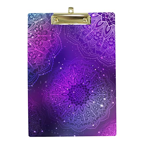 A4 Standard-Klemmbrett Mandala Floral Art Kunststoff Klemmbretter für Studenten Lehrer Schule Klassenzimmer Büro Acryl Klemmbrett mit niedrigem Profil Metallclip Loch zum Aufhängen von MyDaily