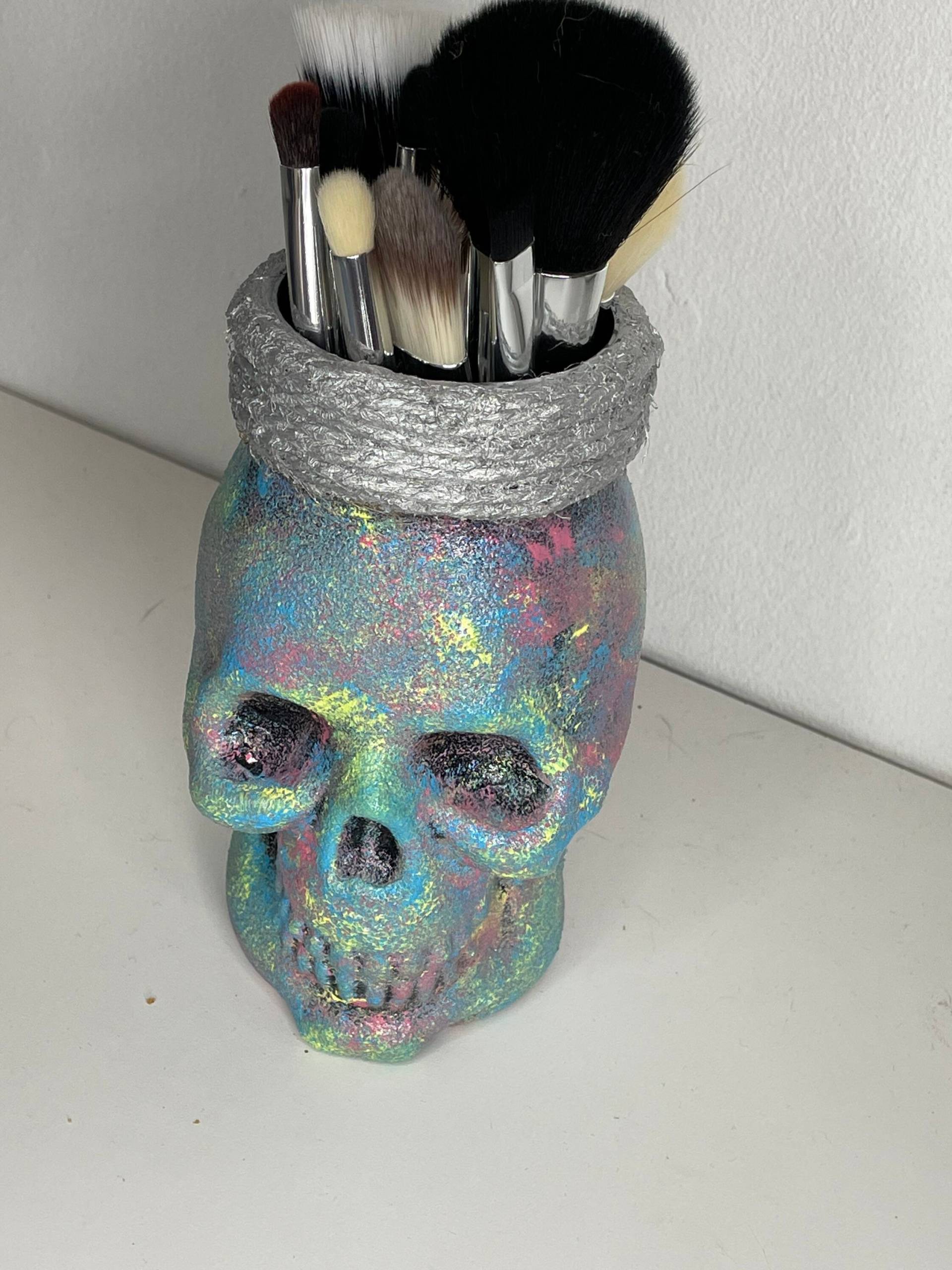 Baumwolle Candy Skull Mason Jar Pinselhalter/Kleine Vase von MyDarkenedSoul