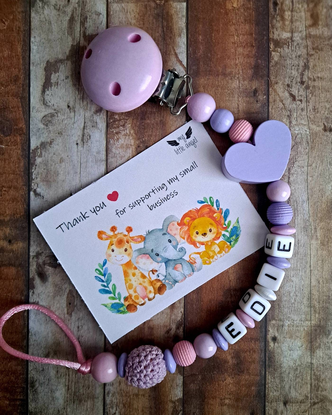 Personalisierte Hölzerne Herz Schnullerclip | Handarbeit Baby Junge, Mädchen Baby-Dusche-Geschenk Gratis Mam Adapter Schneller Versand von MyLittleAngelGB