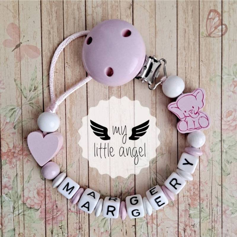 Schöne Personalisierte Baby-Clip | Baby Junge Mädchen Unisex Süßer Elefant Blau/Grau/Rosa Baby-Dusche-Geschenk Schnullerkette Mam von MyLittleAngelGB