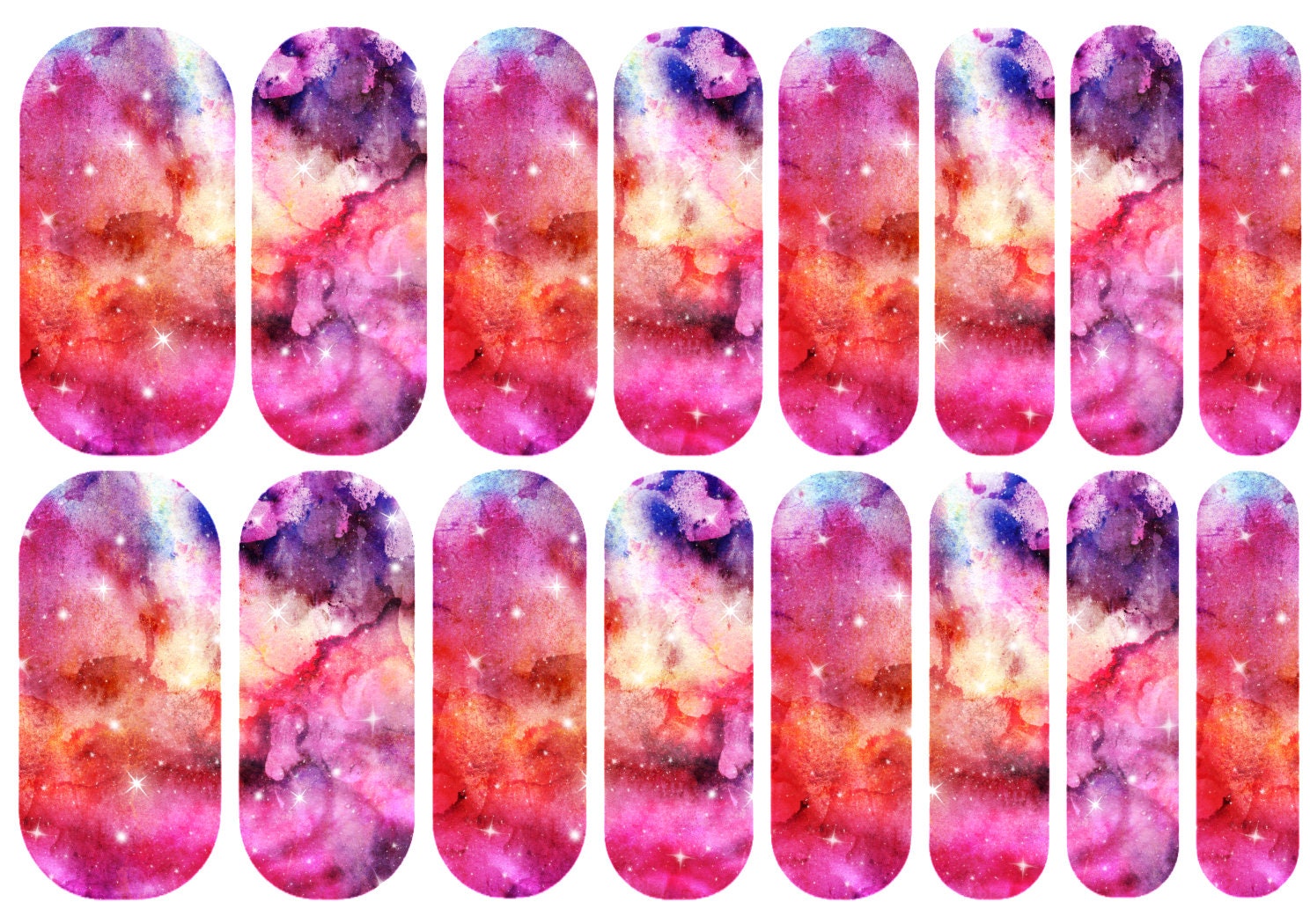 Pink Galaxy Nail Wraps | Nagel Aufkleber Wasserrutschen Wasser Decals Nailart Kurz Mittel Lang Extra von MyLuxeOccasion