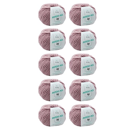 Merinowolle - Merinowolle puder (Fb 3731) - 10 Knäuel rosa Merinowolle zum Stricken - dicke Wolle + MyOma Label - 50g/75m - Nadelstärke 6-7mm - MyOma Wolle - weiche Wolle - Merino Garn 79€/kg von My Oma