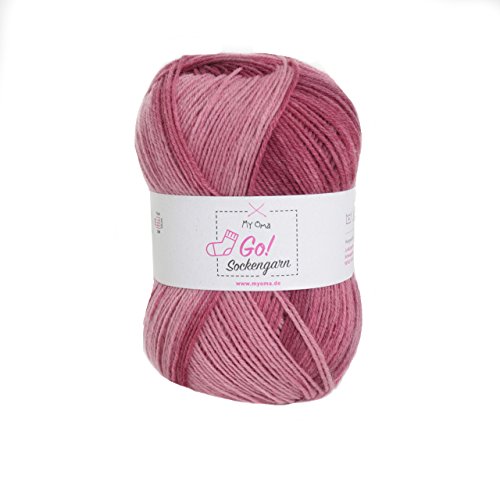 Socken Wolle stricken - MyOma Sockengarn Go! beere (Fb 327) - pinkes Sockengarn – Sockenwolle rosa – Sockenwolle 4fädig– Nadelstärke 2,5-3mm – 100g Sockenwolle zum Stricken von MyOma von My Oma