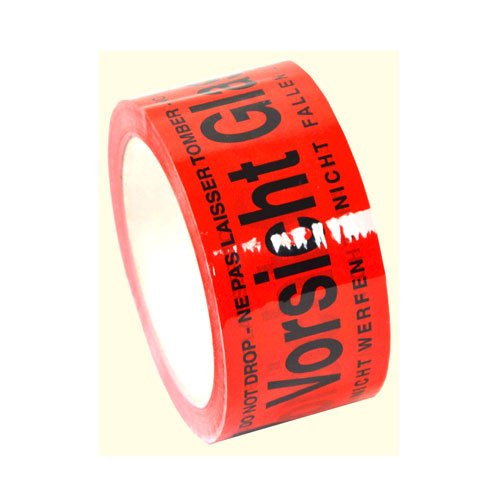 216x Paketklebeband Paketband Klebeband Kleberollen Rot "Vorsicht Glas" 50mm x 66m stark klebend von MyPack