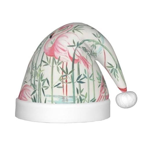 MyPiky Weihnachtsmütze mit Flamingo-Motiv und Botanik-Druck, Weihnachtsmütze für Kinder und Jungen, Mädchen, Weihnachtsgeschenke von MyPiky