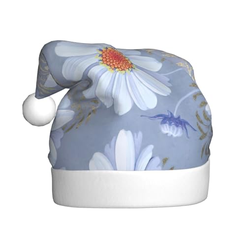 Nikolaus Hut Plüsch mit Großem Knochen Druck Niedliche Weihnachtsmütze Weihnachtsmannhut für Weihnachtsfeier Erwachsene Uni Daisy Blue, 1 von MyPiky