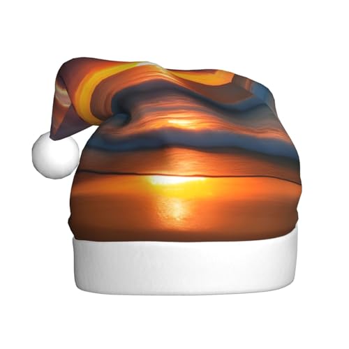 Supernatural Symbole Plüsch-Weihnachtsmannmütze, niedlicher Weihnachtsmütze, Weihnachtsmannmütze, für Weihnachtsfeier, Erwachsene, Uni, Sonnenuntergang, Strand, 1 von MyPiky