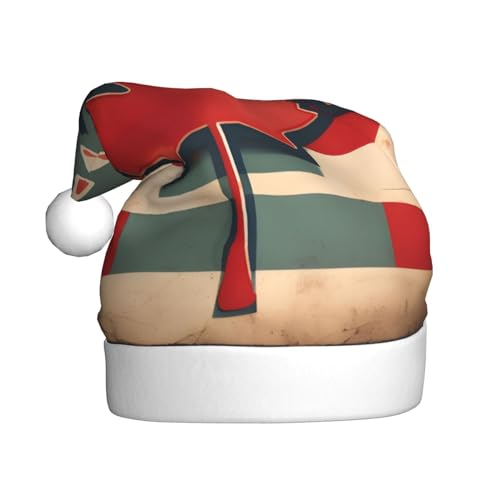 Weihnachtsmannhut Retro Plüsch Bunt Bedruckter Niedlicher Weihnachtsmannhut für Weihnachtsfeier Uni Erwachsene Retro Flagge Kanada 1 von MyPiky