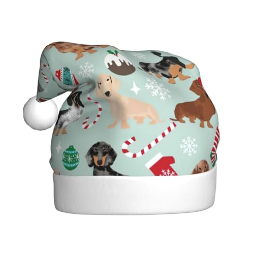 Weihnachtsmannhut aus Plüsch, bedruckt, große Knochen, niedlich, Weihnachtsmannmütze, Weihnachtsmannmütze, Weihnachtsfeier, Erwachsene, Uni, Hundeflora 1 von MyPiky