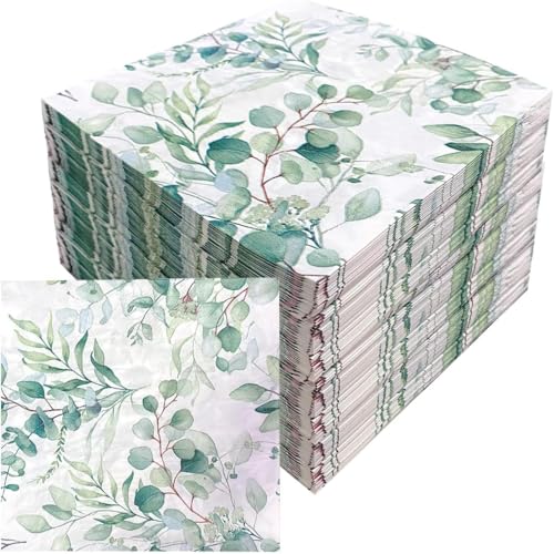 VIDSTW 80 Stück Servietten Eukalyptus, Servietten Eukalyptus Grün Vintage 33×33 Cm Einweg Napkins Servietten Hochzeit Tischdeko Papierserviette für Partys Feiern Tischdekorationen von MyTayt