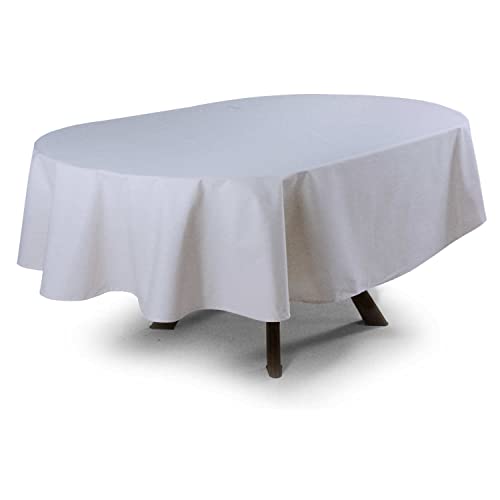 MyVorrei Ovale Tischdecke, abwaschbar, schmutzabweisend, einfarbig, 100 % Polyester, 180 x 270 cm, mit 12 Servietten von MyVorrei