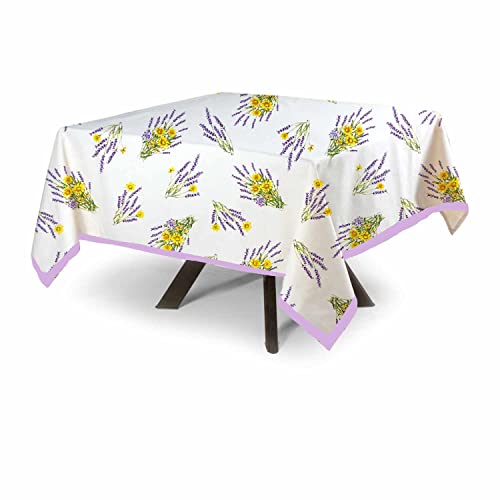 MyVorrei Quadratische Tischdecke, Lavendelmuster, 100 % Baumwolle, 90 x 90 cm von MyVorrei