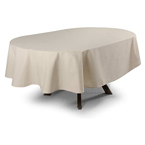 MyVorrei Tischdecke oval Fleckenabweisend, einfarbig, 100 % Polyester, 180 x 220 cm, mit 8 Servietten von MyVorrei