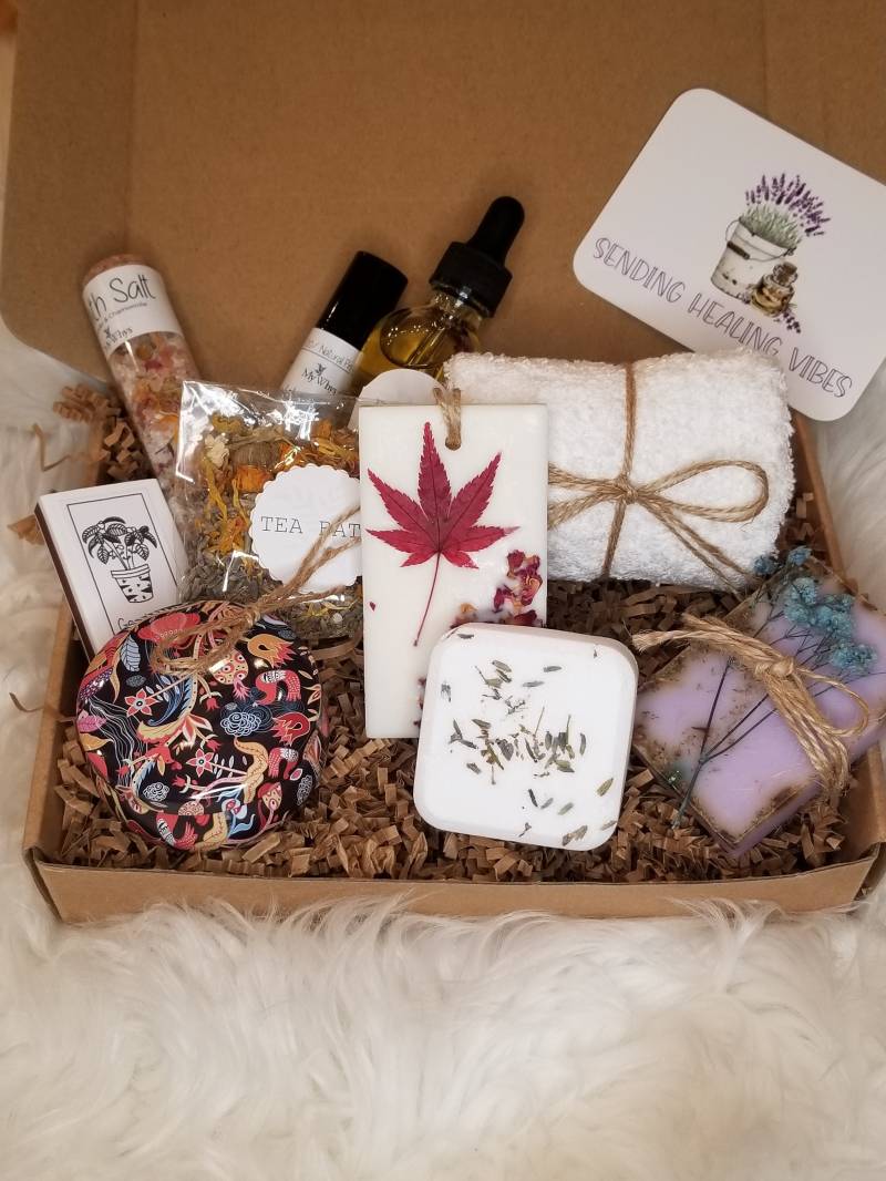 Senden Heilung Vibes Spa Geschenkbox, All Natural Bundle, Senden Sie Pflegepaket, Verwöhnkorb, Hug in A Box, Bad Und Beauty Kit von MyWhys