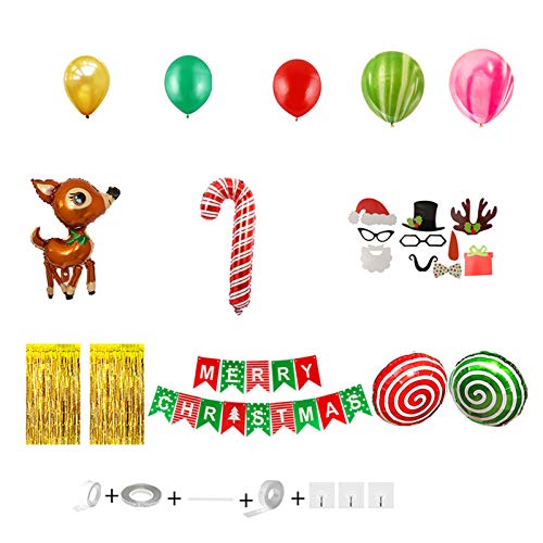 151 Stück / Set Weihnachtsballons Weihnachtsmann Krücke Latex Neujahr Dekorationen von Myazs