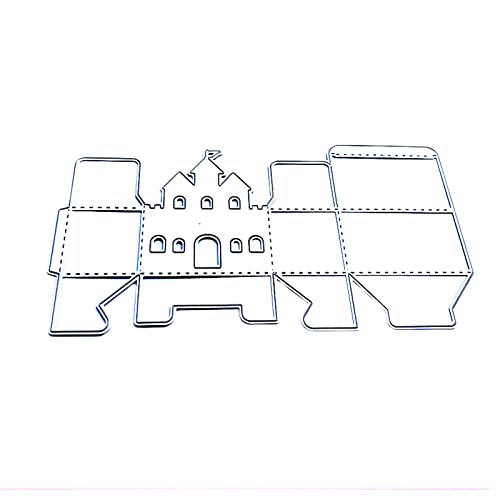 3D Hohle Schule Schloss Süßigkeiten Box Genähte Metall Stanzformen Schablone DIY Handgemachte Falten für Fall Prägewerkzeug Stanzformen Scrapbooking Papier Karte Vorlage Form Dekoration Handwerk von Myazs