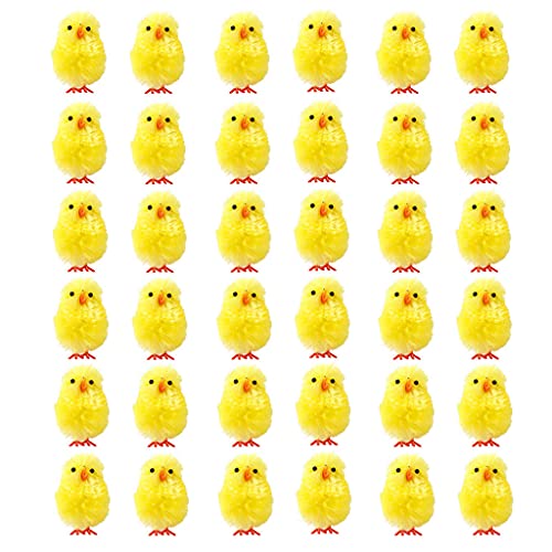 Myazs 36 Stück Simulation Ostern Fuzzy Yellow Huhn für Jagd Korb Füllstoff Party Dekoration Kinder Lernen von Myazs