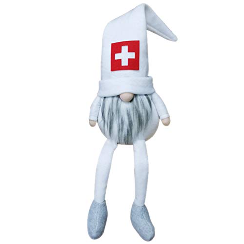 Myazs Doctor And Nurse Holiday Handmade Swedish Santa Scandinavian Plush Long Hat For Home Decor Collectible Nisse Dolls von Myazs