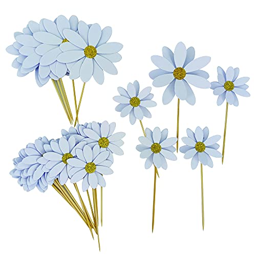 Mybbshower Weiße Gänseblümchen Party Picks Blume Cupcake Topper Frühling Party Essen Picks Party Dekorationen Hochzeit Kuchen Topper 24 Stück von Mybbshower