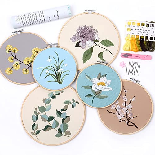 Myfelicity 6 Sets Sticksets, Blumen- und Grasmuster, einfach und leicht zu sticken, geeignet für Anfänger von Myfelicity