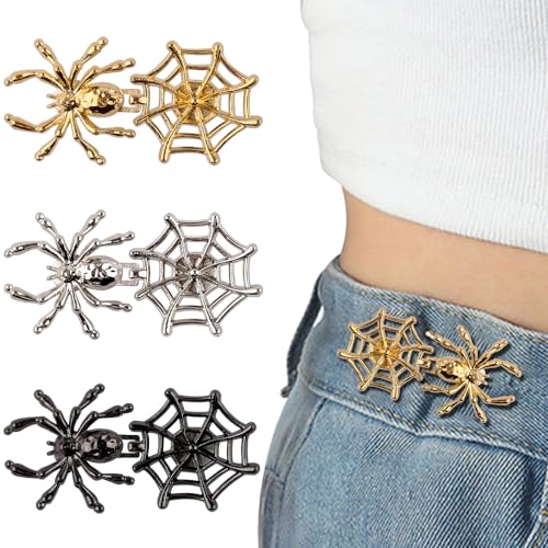 3 Sets Ersatz Spinne Spinnennetz Knopf Hosenbund Enger Machen,Wiederverwendbar Spinne Netz Jeansknöpfe Arachnid Knöpfe Hosen Enger Machen Spider Web Hosen Enger Machen Clip Jeans Kleidung Accessoires von Myhiju