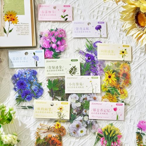 320Stück Blume Vintage Sticker Aesthetic Scrapbook Zubehör Blumen Scrapbook Stickers Cute Pflanzen Flower Journal Sticker Natur Flowers Scrapbooking Sticker Floral Sticker Scrapbook Journaling Zubehör von Myhiju