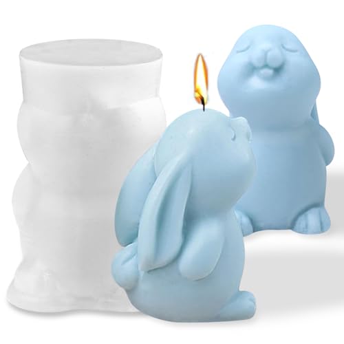 Silikonformen Gießformen Ostern,Niedlich Hase Kerzenformen Zum Gießen Stehend Mit Geschlossenen Augen Kaninchen Kerzen Formen Silikon 3D Tier Rabbit Bunny Kerzenform Für Deko Aesthetic Room Decor von Myhiju