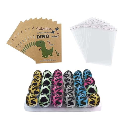 Myhoomowe Dinosaurier-Partygeschenke - Dinosaurier-GeburtstagspartyzubehöR - 24Er-Pack SchlüPfende Dinosaurier-Eier mit Karten, GroßPackung von Myhoomowe