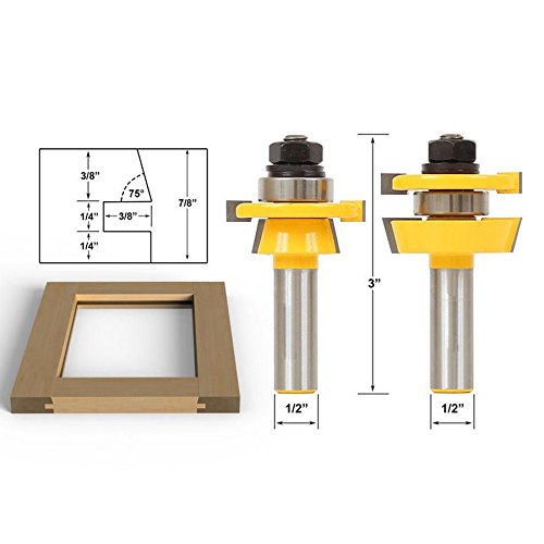 Myingaou 2 Stueck Schienenfraeser Bit 1/2 Schaft Shaker Holzbearbeitung Meissel Cutter von Myingaou