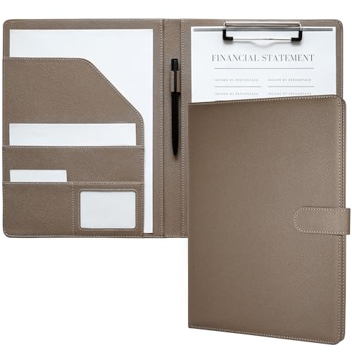 Mymazn Dokumententasche A4, Dokumententasche, PU-Leder, Blockhalter, A4, Dokumentenordner, Organizer, Portfolio, Formularhalter (Taupe) von Mymazn