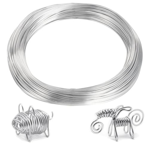 Mynoozi Basteldraht Silber 1mm x 50m, Schmuckdraht, Draht Basteln, Aluminiumdraht für Schmuckherstellung Bastelarbeiten, DIY-Skulpturen, Kranzherstellung & Bonsai-Bäume (Silver, 1.0mm x 50m) von Mynoozi