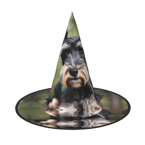 Mypiky Entzückender Schnauzer-Druck Halloween Hexenhüte Kappe Kegel Hexen Hüte Kinder Cosplay Party Kostüm Dekorationen von Mypiky