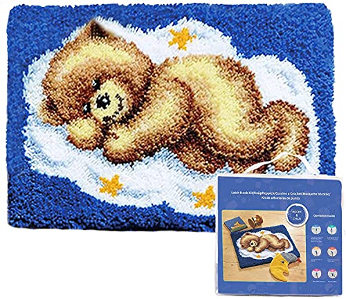 ROCKY&CHAO Knüpfteppich Zum Selber knüpfen, Knüpfsets 60x40cm Latch Hook Kit Selbst Knüpfen Set für Kinder und Erwachsene von ROCKY&CHAO